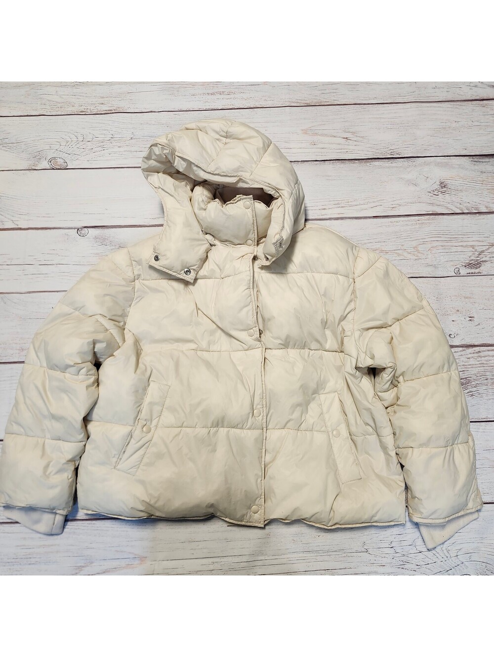 J.Crew Signature Puffer Jacket XXL Cream Water-Repellent Shell